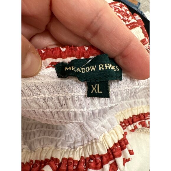 Meadow Rhodes Daisyella Fit And Flare- Off White And Maroon Cotton Dobby Dress s - Picture 9 of 10